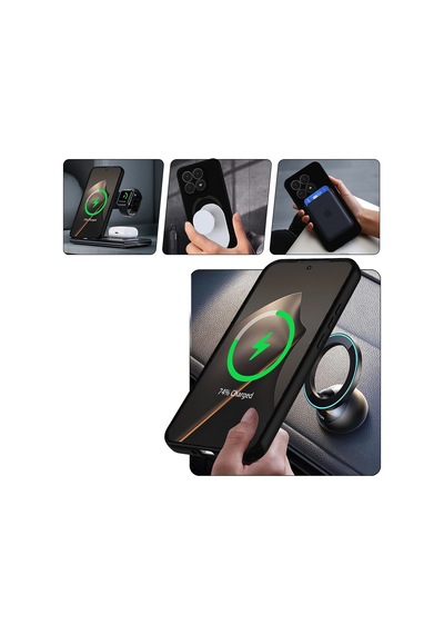 Xiaomi 15t Kılıf 360 Derece Döner Standlı Magsafe Kamera Lens Korumalı Silikon Nourthkingdom Lacivert