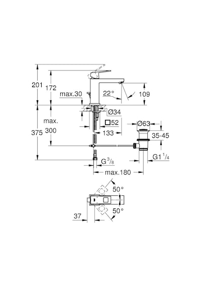 Grohe Eurocube Tek Kumandalı Lavabo Bataryası M-Boyut 23445000