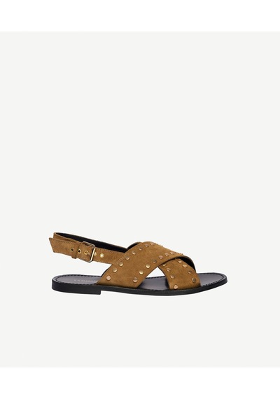 Yargıcı Çapraz Bantlı Trock Detaylı Deri Sandalet 26ykay4001x 013 Camel