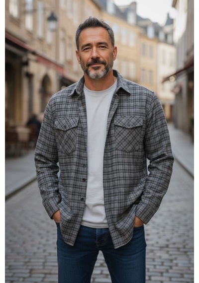 Linen Keten Klasik %100 Cotton Uzun Kollu Terletmeyen Gömlek Gri