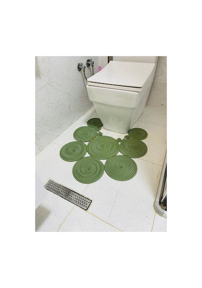 Jüt, Hasır, Paspas, Banyo Paspası, Klozet Önü Paspası, Klozet Paspas, Çift Taraflı Yeşil Yeşil