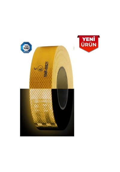 Reflektiv Petekli Fosfor Bant, Belgeli 5.5cm X 50m - Sarı 6057