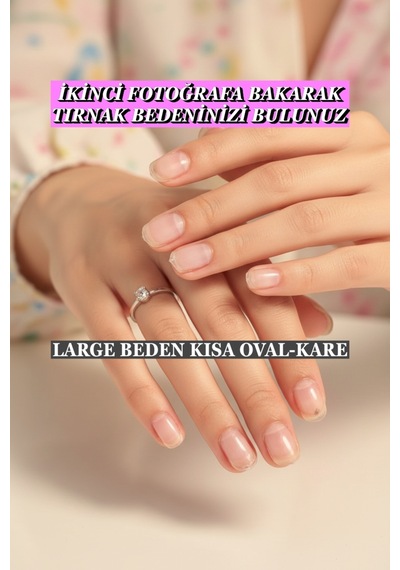 100 Adet Jel Tips Large Beden Kısa Oval Kare Protez Takma Tırnak Seti Large