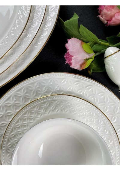 Monno English Bone Gold Line 59 Parça 12 Kişilik Yemek Takımı