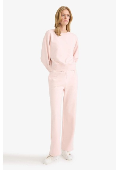 Defacto Straight Fit Basic Düz Cepli Yüksek Bel Eşofman Altı B8571ax25aupn364 Pembe-pn364