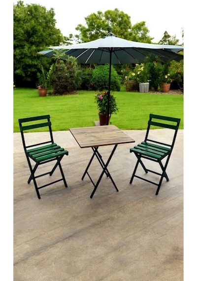 Balkon Bahçe Mutfak 3'lü Bistro Set Katlanır Masa Sandalye 60x60 Yeşil Balkon Bahçe Mutfak 3'lü Bistro Set Katlanır Masa Sandalye 60x60 Yeşil