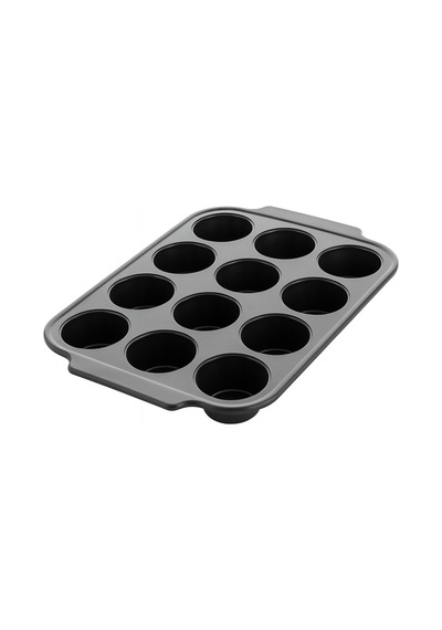 Greenpan Thermolon Yüzey 12 Li Muffin Kabı Pfas İçermeyen Yüzey Karbon Çelik 230 C Fırın Daya Siyah
