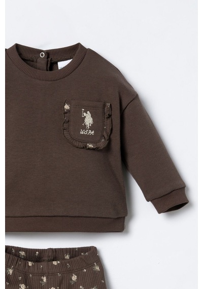 U.S. Polo Assn. Nakışlı Kız Bebek Kahverengi Uzun Kol Pijama Takım Usb3251-c-v2 Usb3251-c-v2 Kahverengi01