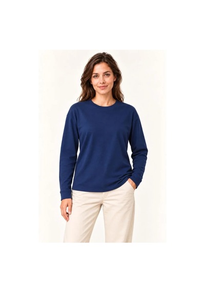 Butik İstanbul Modal Yumuşak Dokulu Bisiklet Yaka Uzun Kollu Tişört Sweatshirt - Lacivert