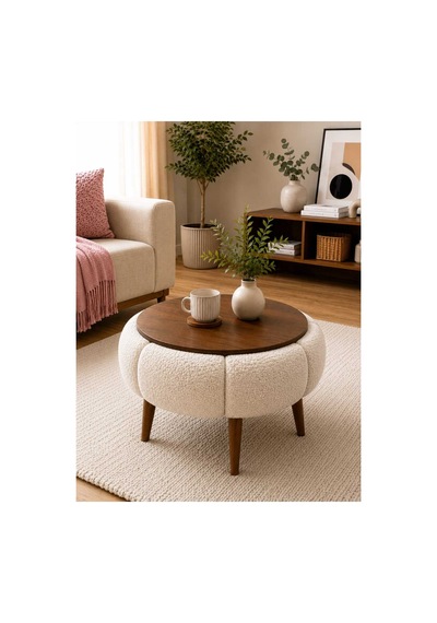 Simay Orta Sehpa Salon Sehpası Dekoratif Teddy Kumaş Kaplı Sehpa 50 Cm Krem Krem Simay Orta Sehpa Salon Sehpası Dekoratif Teddy Kumaş Kaplı Sehpa 50 Cm Krem Krem