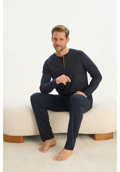 Sevim Erkek Uzun Kol Lacivert Pijama Takım C6t2n5o9 001