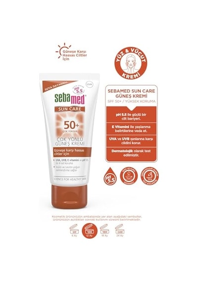 Sebamed Sun Care Spf 50+ Uva/uvb Filtresi Ve E Vitamini Üçlü Yüksek Koruma Çok Yönlü Güneş Kremi 50 Ml
