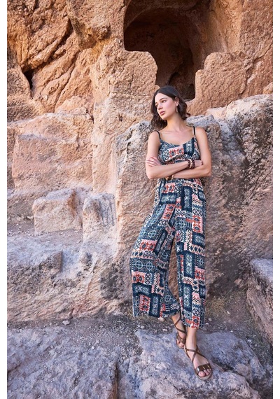 L'ombre Etnik Desenli Tulum Lacivert