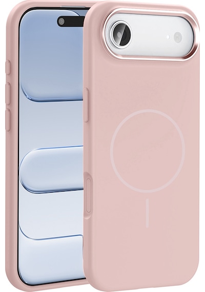 Apple Uyumlu iPhone 17 Air Kılıf M-safe Şarj Özellikli Metal Kamera Çerçeveli Mkst Edi Silikon Kapak - Rose Gold Altın