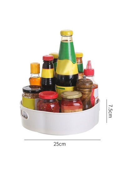 Lunaev 360 Derece Dönebilen Mekanizmalı Yuvarlak Tepsi Formlu Sunum Ve Servis Organizer Tablası 19 x 7 CM