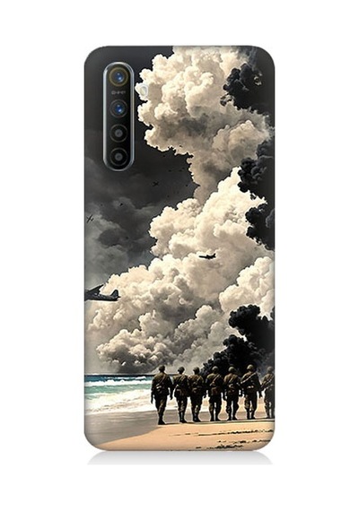 Realme X2 Uyumlu Askerler Ve Duman Desenli Silikon Kılıf