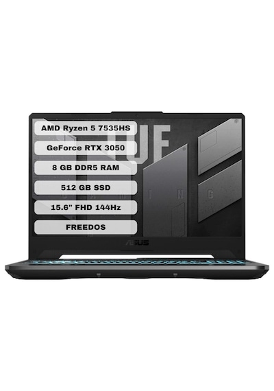 Asus Tuf Gaming A15 FA506NC-HN006 R5-7535HS 8 GB 512 GB SSD RTX3050 15.6" Dos Dizüstü Bilgisayar