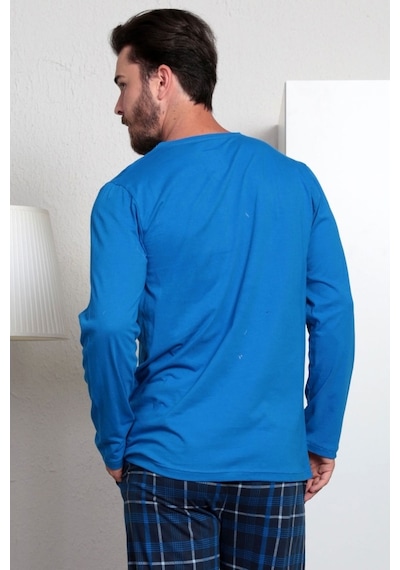 Gazzaz Erkek Uzun Kol Cepli V Yaka Pijama Takım 3286S