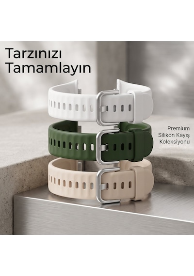 Caseonn Huawei Watch Fit 3 Kordon Esnek Spor Silikon Kayış Koyu Yeşil