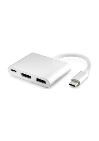 Büro Ev Ofis Cihazları İçin Gri 3port Usb3 Typec 4k Hdmi Hub