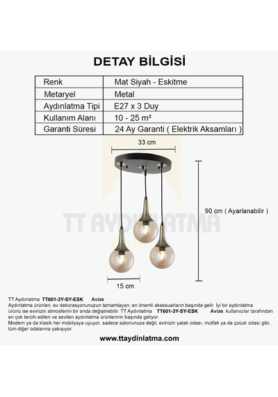 Tt601-3y-sy-esk Tt Ayd. Mat Siyah - Eskitme 3 Lü Uzun Hunili Aviz Siyah - Eskitme