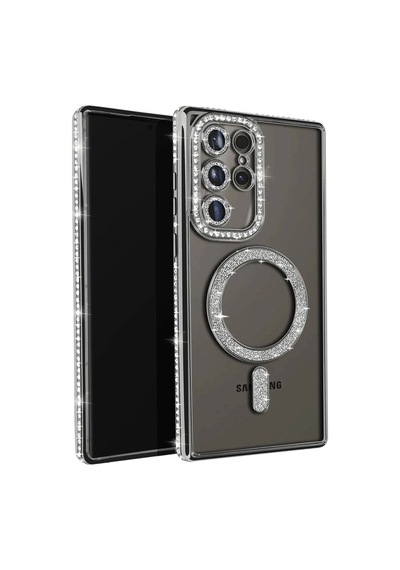 Samsung Galaxy S25 Ultra Kılıf Joke Simli Magneticsafe Kılıf - Siyah