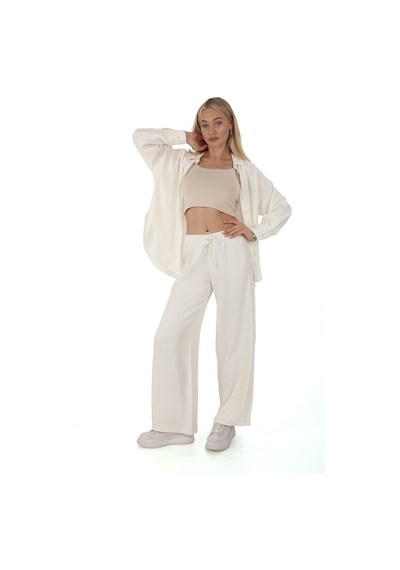 Penyebizden Flosh Viskon Oversize Pantolon-krem