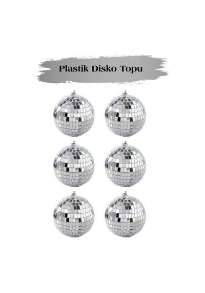4 Cm 6'lı Gümüş Disko Topu Yılbaşı Ağaç Süsü Seti Parlak Dekoratif Top Süs