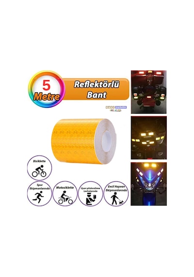 Reflektörlü Reflektif Fosforlu Şerit Bant Petekli Reflekte I Kaz Bandı 5 Cm X 5 Metre Sa 28c48