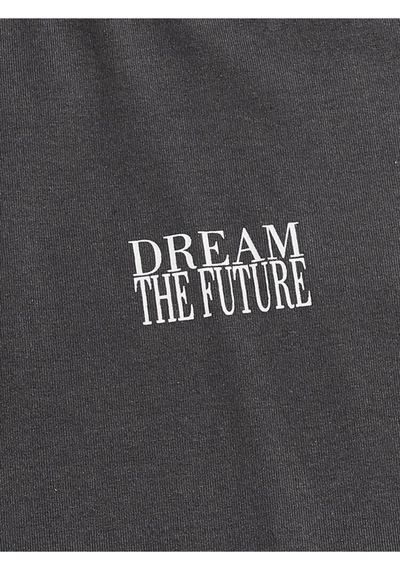 Füme Oversize Dream Baskılı T-shirt - Oversize Baskılı Füme
