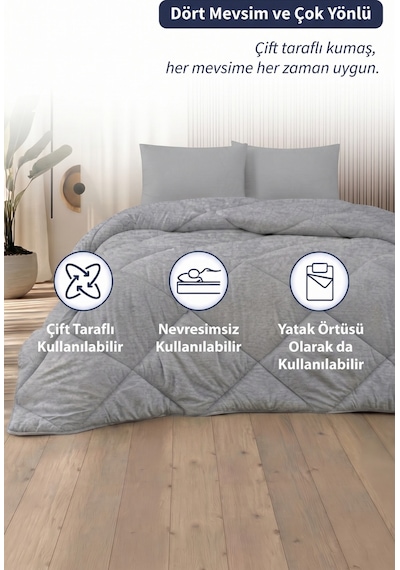 Formeya Antrasit Gri Soft Dört Mevsim Yorgan Çift Kişilik 195X215 Antrasit
