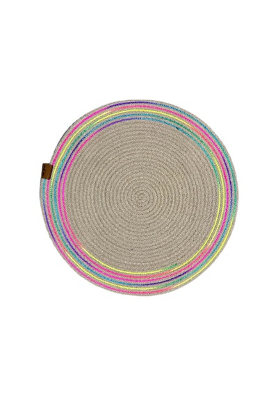 Konyax 39cm Neon Renkli Şeritli Jüt Örme Supla Amerikan Servis Çok Renkli