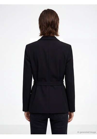 Lcw Vision Siyah Kemerli Krep Kadın Blazer Ceket