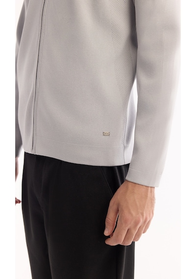 Avva Erkek Gri Dik Yaka Fermuarlı Rayon Tüylenmeyen Triko Regular Fit Hırka A52y5013