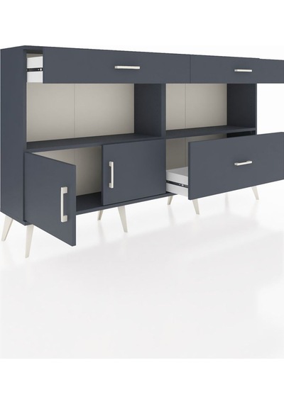 Arges Konsol 2 Raflı 3 Çekmeceli 2 Kapaklı 176x30x99 Antrasit-ant Antrasit-antrasit Arges Konsol 2 Raflı 3 Çekmeceli 2 Kapaklı 176x30x99 Antrasit-ant Antrasit-antrasit