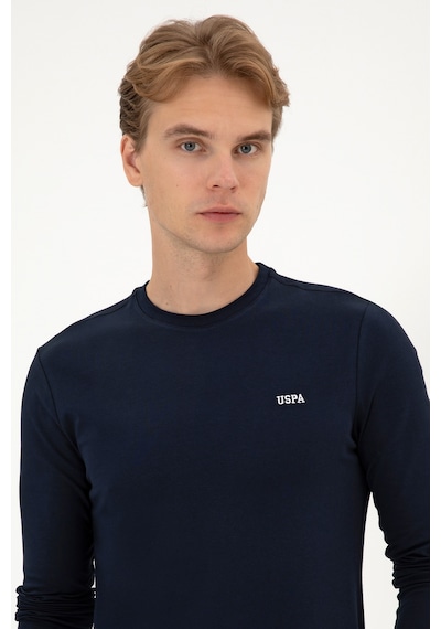 U.S. Polo Assn. Erkek Slim Fit Bisiklet Yaka Lacivert Süprem Basic Sweatshirt 50313744-VR033