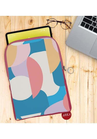 Bk Gift Modern Art Tasarımlı Taşınabilir Koruyucu Tablet Kılıfı & Organizer Çanta - Pembe-1