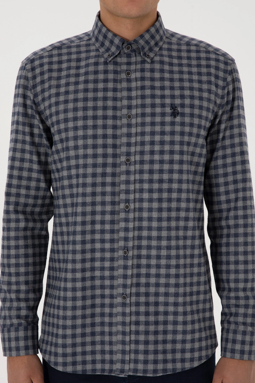 U.S. Polo Assn. Erkek Lacivert Uzun Kollu Kareli Gömlek 50308526-VR003