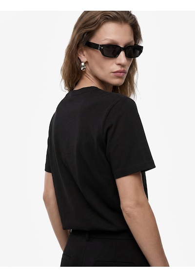 Koton Pamuklu Regular Fit Kısa Kollu Bisiklet Yaka Basic Tişört Siyah 7wak50036ek