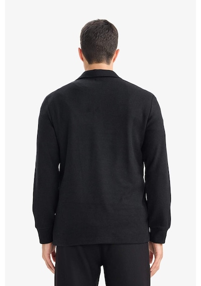 Defacto Regular Fit Polo Yaka Yarım Fermuarlı Sweatshirt F2802ax25aubk81 Siyah-bk81