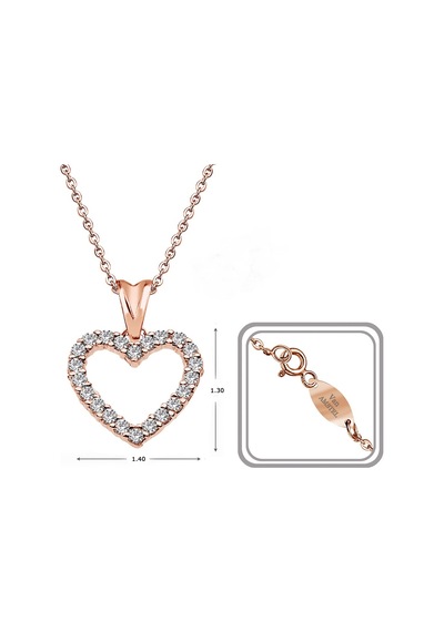 Kuyumcudukkani Beyaz Zirkon Taşlı Rose Kalp Kolye -20272-r-w Rose Gold