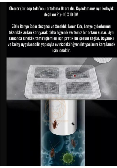 Banyo Gider Süzgeci 30 Adet