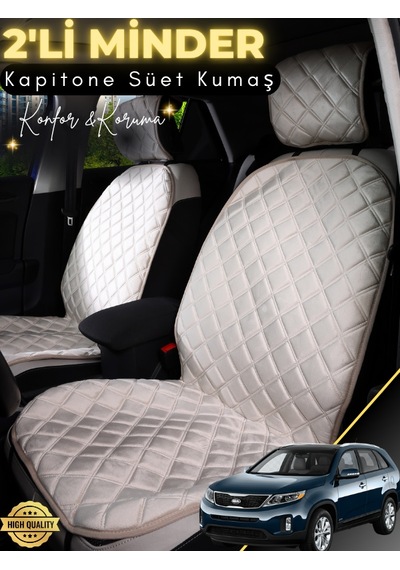 Kia Sorento Uyumlu 2'li Süet Oto Koltuk Minderi Terletmez Universal Oto Koltuk Kılıfı A4