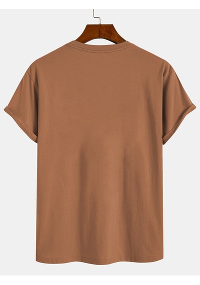 Unisex Mini Astranot Tasarım Basklı Tshirt Kahverengi
