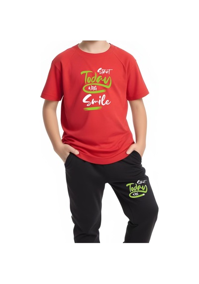 Stars Baskılı Erkek Çocuk Çift Cepli Alt-üst Takım Beyaz