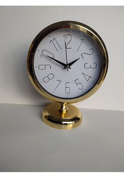 Altın Gold Renkli Metal Ofis Salon Masa Saati 25*20 cm B1