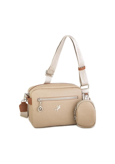 Nas Bag Kadın Çapraz Çanta Mini Cüzdanlı Ayarlanabilir Askılı Vizon Taba Gofraj Kum