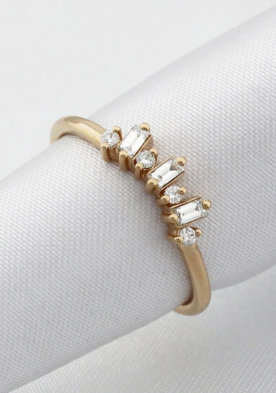 Baget Pırlanta Tasarım Eklem Yüzük Rose Gold