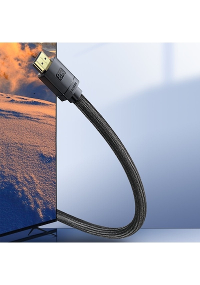 Baseus Hdmı 2.1 8k 60hz 4k 120hz 48gbps Yüksek Hızlı Görüntü Ve Ses Aktarım Kablosu 3 Metre Siyah