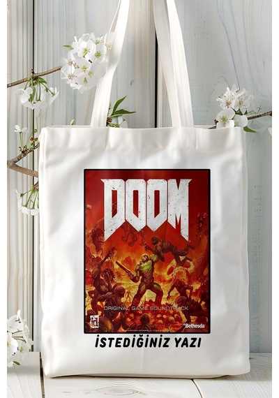 Art Hediye Doom Oyun Baskılı Omuz Çanta Kişiye Özel Model 14 Çok Renkli